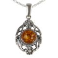 Sterling Silver and Baltic Honey Amber Pendant "Fiona"