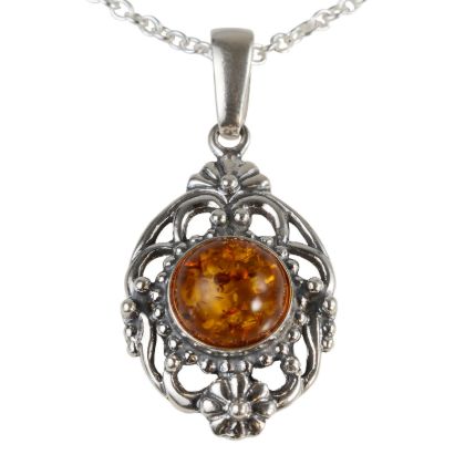Sterling Silver and Baltic Honey Amber Pendant "Fiona"