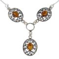 Sterling Silver and Baltic Honey Amber Necklace "Lenore"
