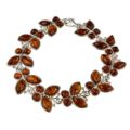 Baltic Honey Amber Butterflies Bracelet in Sterling Silver