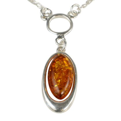 Sterling Silver and Baltic Honey Amber Necklace "Demi"