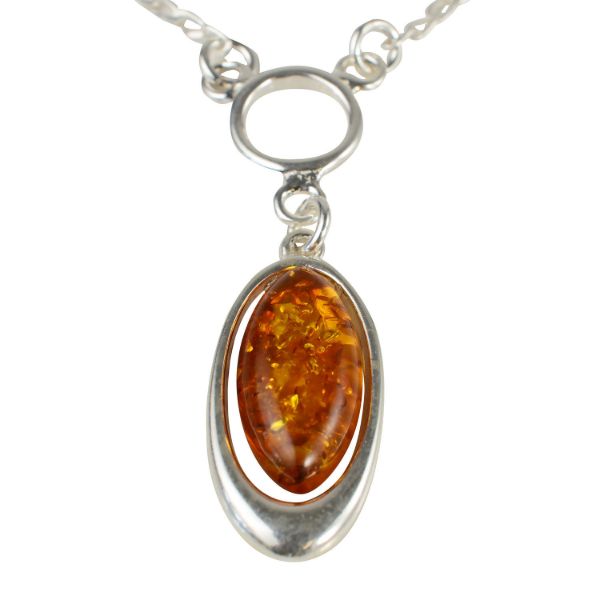 Sterling Silver and Baltic Honey Amber Necklace "Demi"