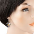 Sterling Silver Lace and Baltic Honey Amber Kidney Hook  Heart Earrings