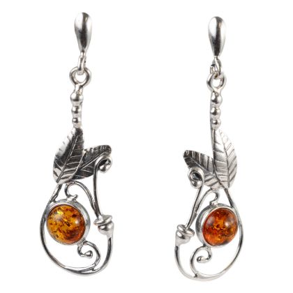 "Africk" Baltic Honey Amber Stud Earrings in Sterling Silver