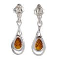 Sterling Silver and Baltic Honey Amber Earrings "Rose"