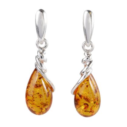 Image of natural amber earrings front view