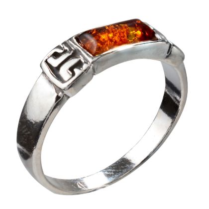 Sterling Silver and Baltic Honey Amber Ring "Petra"