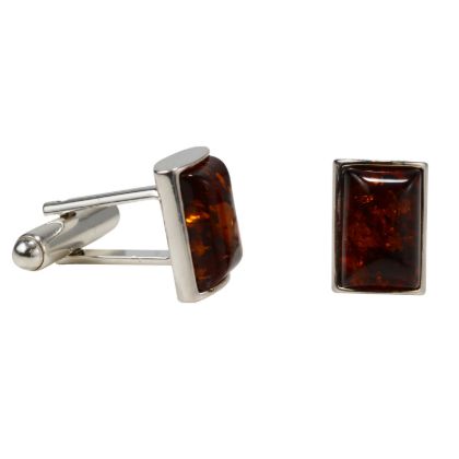 Sterling Silver Baltic Honey Amber Cufflinks