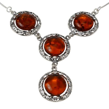Sterling Silver and Baltic Honey Amber Necklace "Isadora"