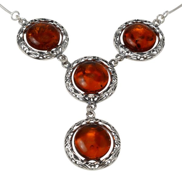 Sterling Silver and Baltic Honey Amber Necklace "Isadora"