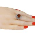 Sterling Silver and Baltic Honey Amber Round Ring "Inga"