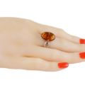Sterling Silver and Baltic Honey Amber Ring "Alaina"