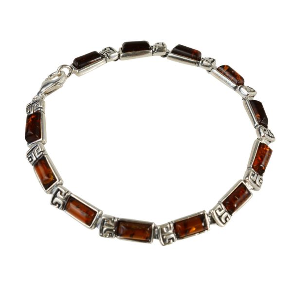 Sterling Silver and Honey Baltic  Amber  Bracelet " Petra", Amber Jewelry Collection