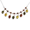 Sterling Silver and Baltic Multicolored Amber Necklace "Lolanda"