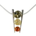 Sterling Silver and Baltic Multicolored Amber Necklace "Camelia"