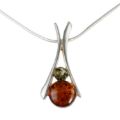 Sterling Silver Baltic Honey and Green Baltic Amber Necklace "Beatrix"