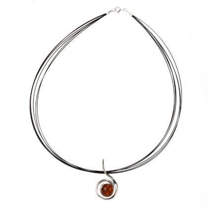 Sterling Silver Baltic Honey Amber Necklace "Lauren"