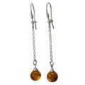 Sterling Silver Baltic Honey Amber Kidney Hook Earrings "Constance"