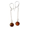 Sterling Silver Baltic Honey Amber Kidney Hook Earrings "Constance"