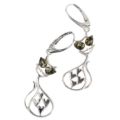 Sterling Silver and Baltic Amber French Leverback Green Eyed Cats Earrings