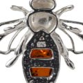GIA Certified Baltic Amber Bumblebee Pendant Necklace in Sterling Silver