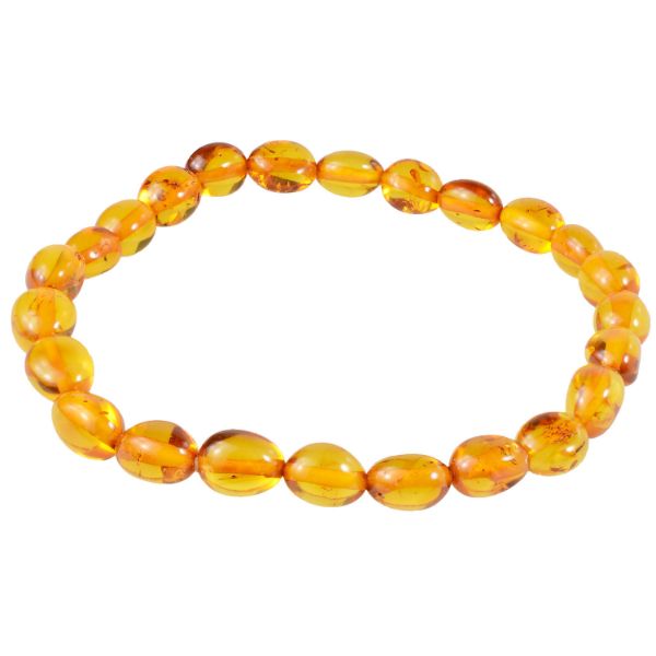 Polished Oval Beads Baltic Amber Bracelet, Amber Jewelry Collection