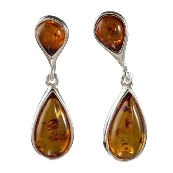 Sterling Silver and Baltic Honey Amber Earrings "Shannon"