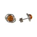 Sterling Silver and Baltic Honey Amber Stud Earrings "Nova"