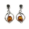 "Mona" Baltic Honey Amber Earrings in Sterling Silver