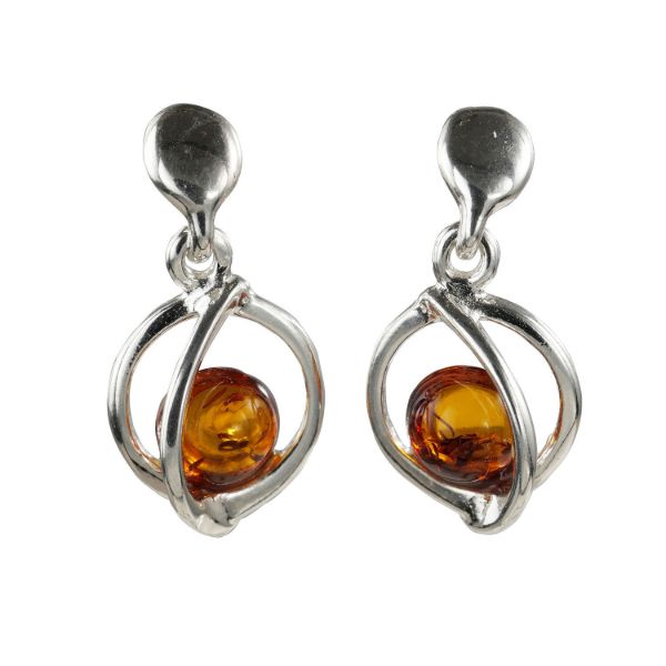 "Mona" Baltic Honey Amber Earrings in Sterling Silver