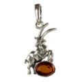 Sterling Silver and Baltic Amber Zodiac Sign Capricorn  Pendant