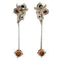 Sterling Silver and Baltic Multicolored Amber Earrings "Victoria"