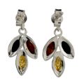 Sterling Silver and Baltic Multicolored Amber Earrings "Autumn"