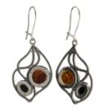 Sterling Silver Baltic Honey and Green Amber Earrings "Agnes" SKU 753677721784