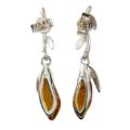 Sterling Silver and Baltic Honey Amber Earrings "Daria"