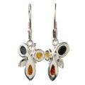 Sterling Silver and Baltic Multicolored Amber Earrings "Martina"