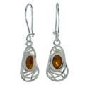Sterling Silver and Baltic Honey Amber Earrings "Mary"