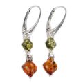 Sterling Silver Baltic Honey and Green Amber French Leverback Earrings
