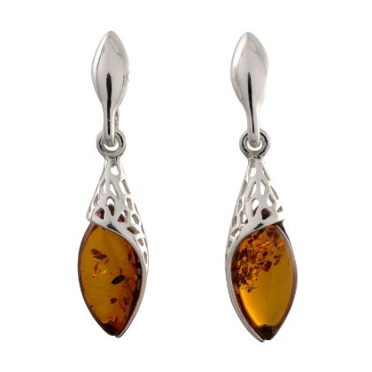 Sterling Silver and Baltic Honey Amber Earrings "Summer"