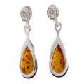 GIA Certified Sterling Silver and Baltic Honey Amber Earrings "Tina"