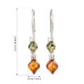Sterling Silver Baltic Honey and Green Amber French Leverback Earrings