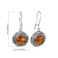 Sterling Silver and Baltic Honey Amber Kidney Hook Earrings "Inga"