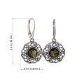 Sterling Silver and Baltic Green Amber French Leverback   Earrings "Enat"