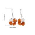 "Clover" Baltic Honey Amber Earrings in Sterling Silver