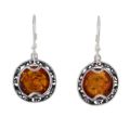 Sterling Silver and Baltic Honey Amber Kidney Hook Earrings "Isadora"