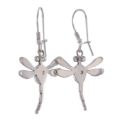 Baltic Honey Amber Dragonfly Drop Earrings in Sterling Silver