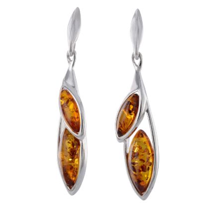Sterling Silver and Baltic Honey Amber Earrings "Aurora"