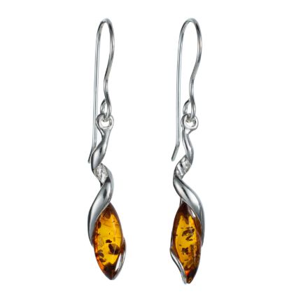 Sterling Silver and Baltic Honey Amber Earrings "Genesis"