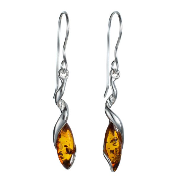 Sterling Silver and Baltic Honey Amber Earrings "Genesis"