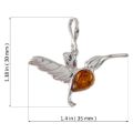 Sterling Silver Baltic Honey Amber Hummingbird Pendant